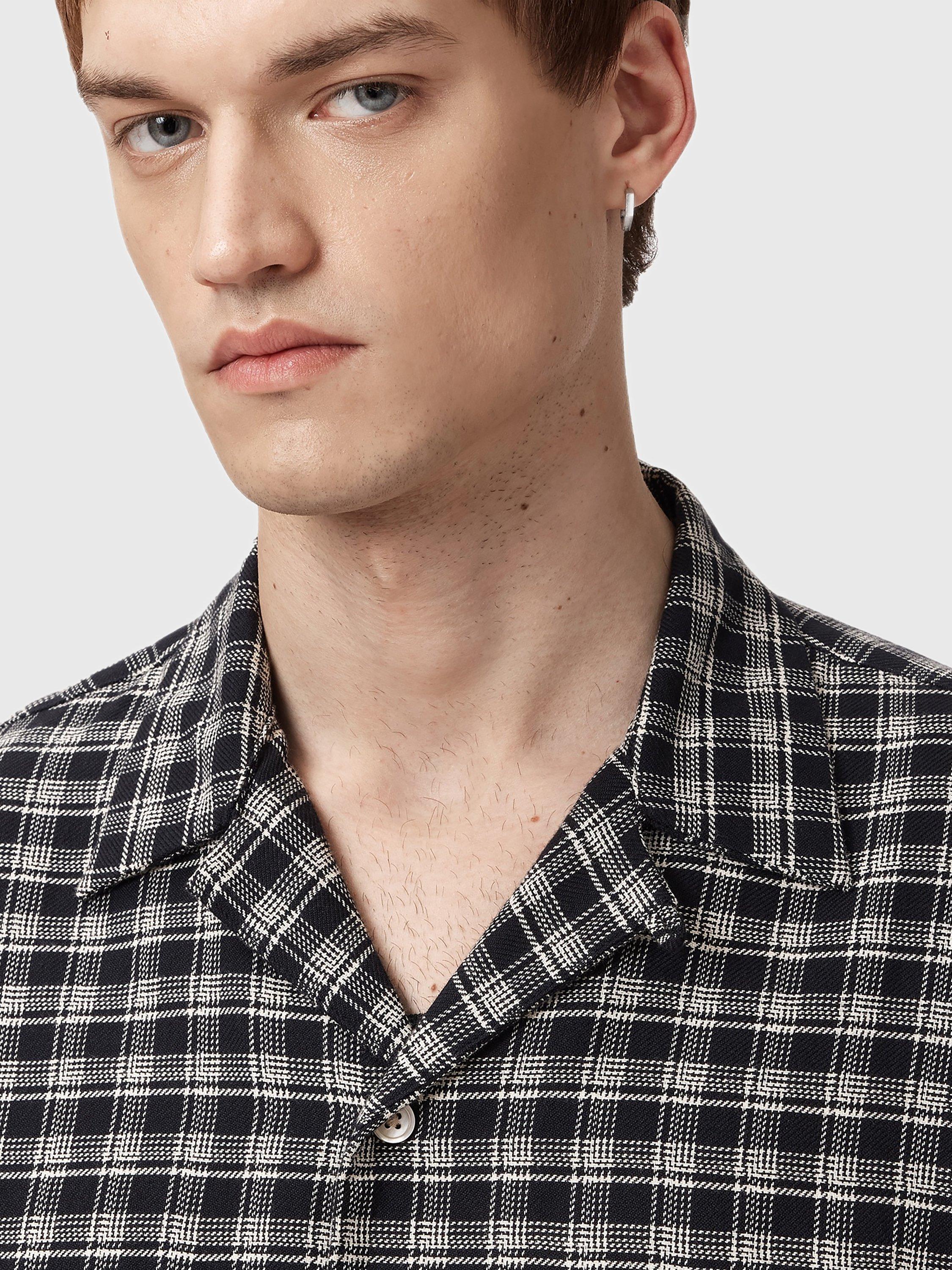 Product image 5 of 7, which shows AllSaints Horton Check Cotton Shirt, Salem Black, L