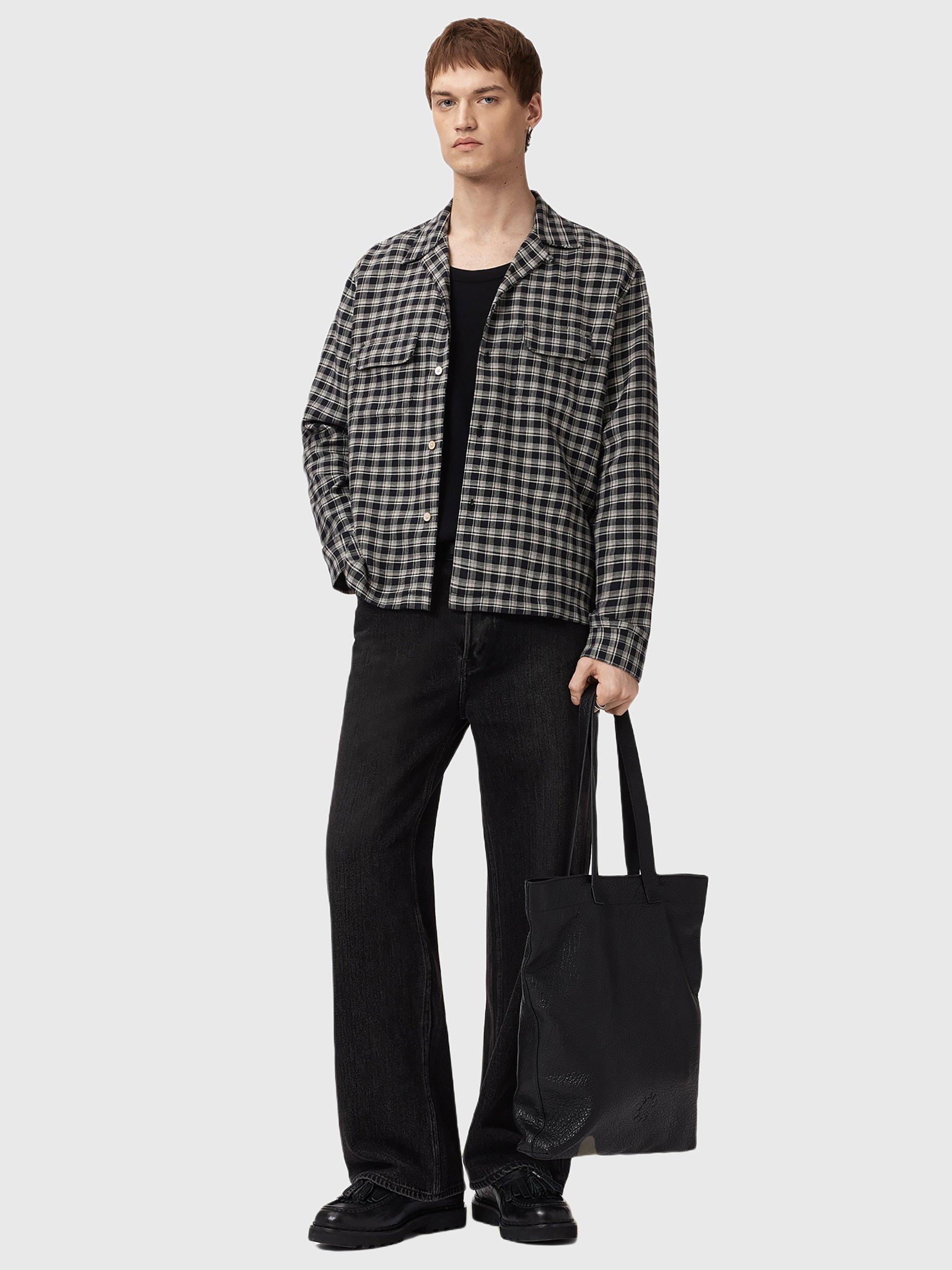 Product image 6 of 7, which shows AllSaints Horton Check Cotton Shirt, Salem Black, L