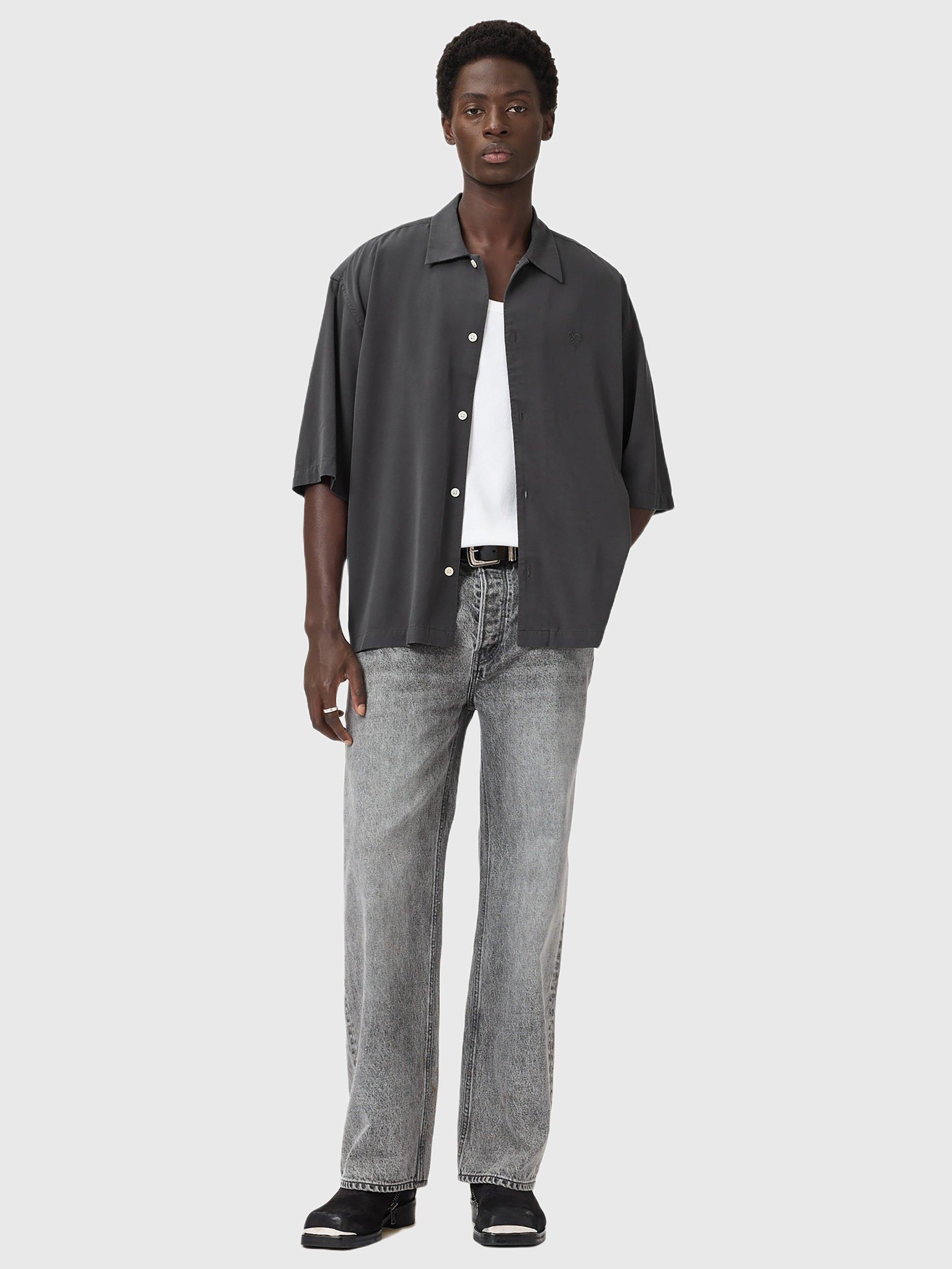 Product image 3 of 5, which shows AllSaints Rialto Short Sleeve Shirt, Raven Grey, XS