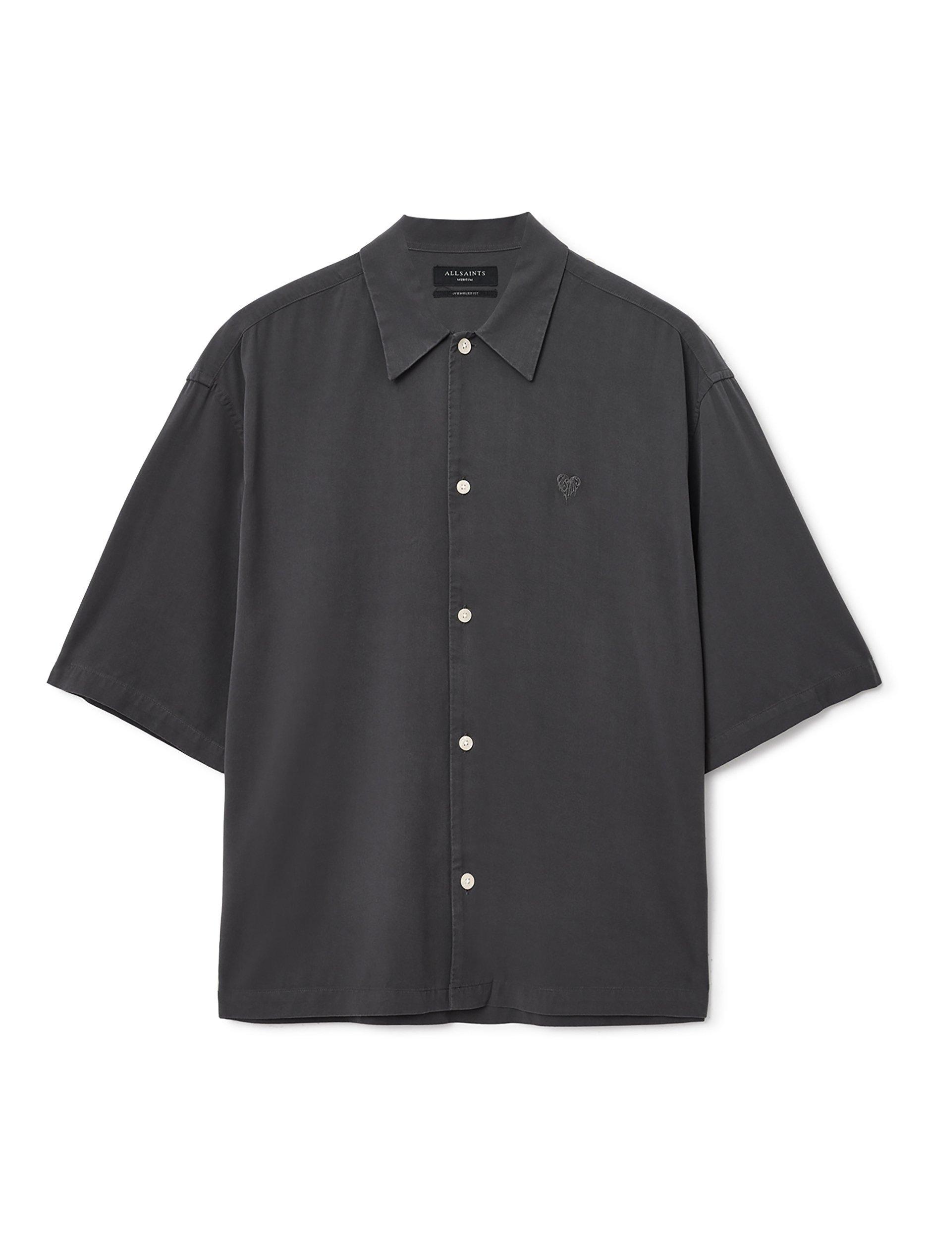 Product image 4 of 5, which shows AllSaints Rialto Short Sleeve Shirt, Raven Grey, XS