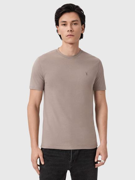 AllSaints Brace Organic Cotton Slim Fit Short Sleeve T-Shirt, Pack of 3, Grey/Ganache Brown, Grey/Ganache Brown