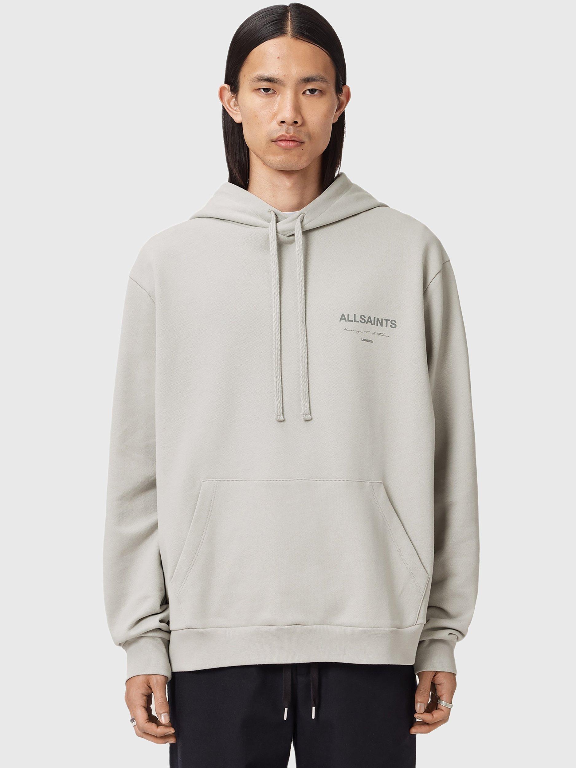 Product image 1 of 8, which shows AllSaints Future Logo Cotton Hoodie, Carbon Grey, L