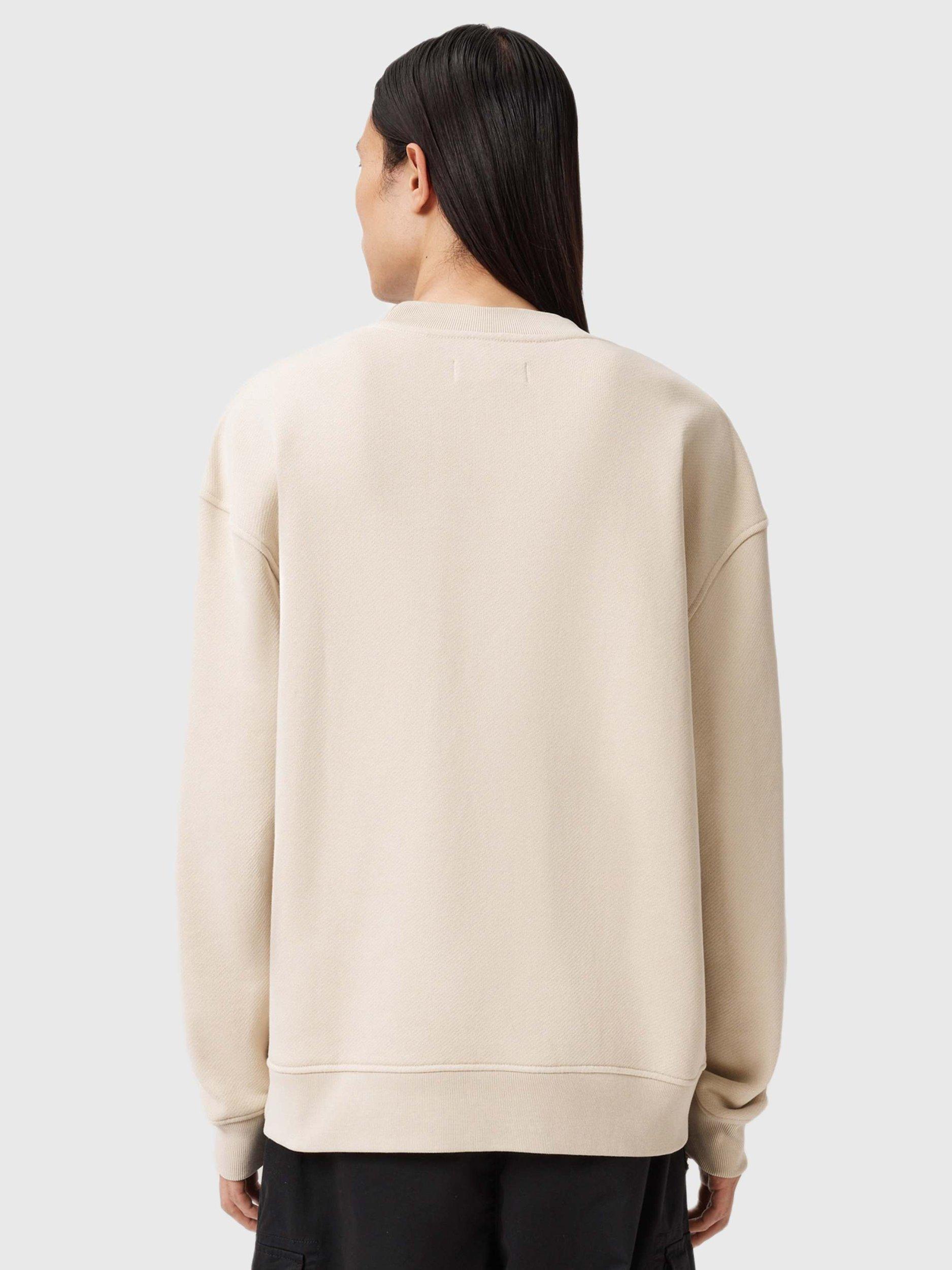 Product image 2 of 8, which shows AllSaints Haven Cotton Crew Neck Sweatshirt, Feather Taupe, XS