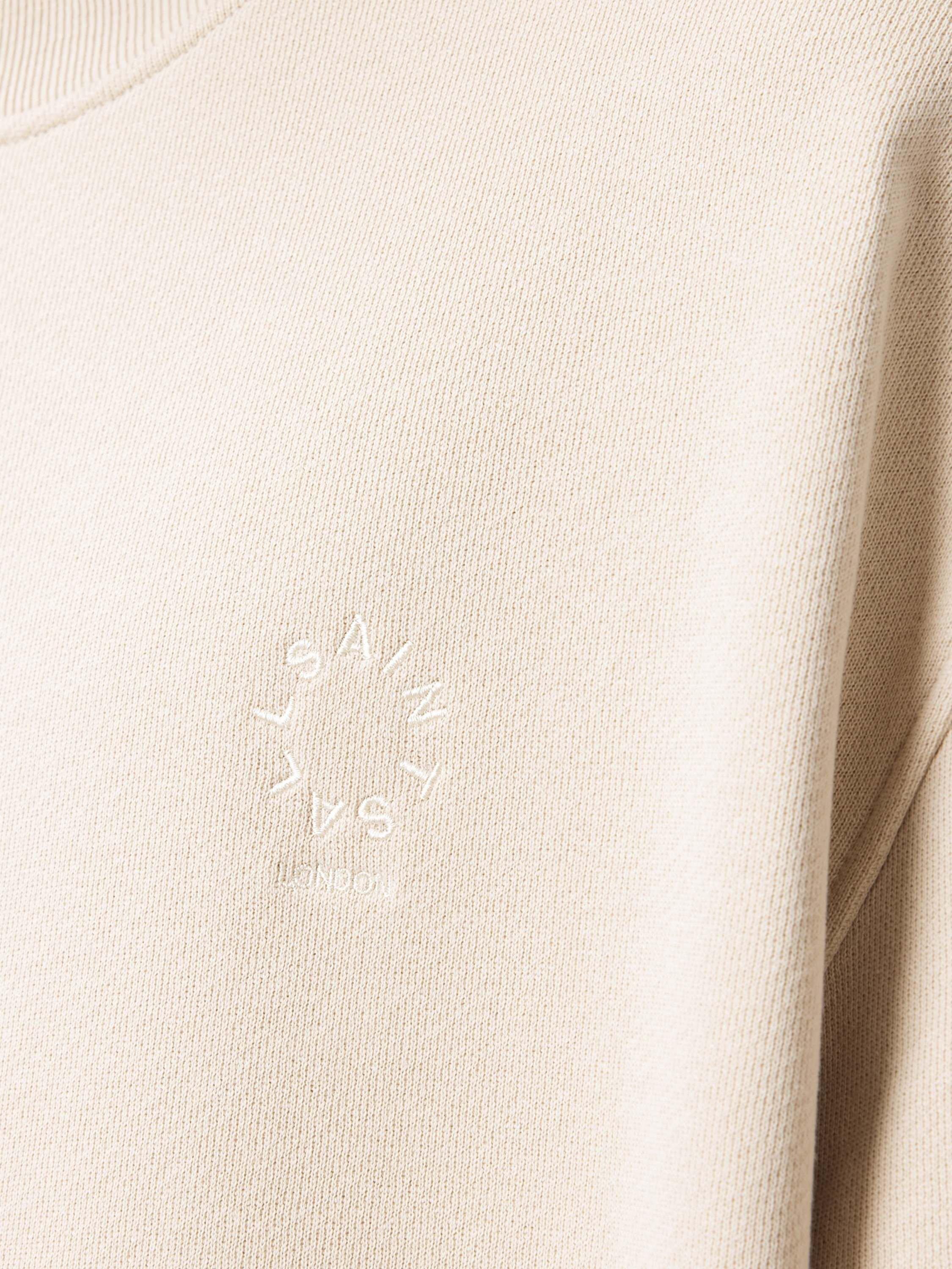 Product image 6 of 8, which shows AllSaints Haven Cotton Crew Neck Sweatshirt, Feather Taupe, XS