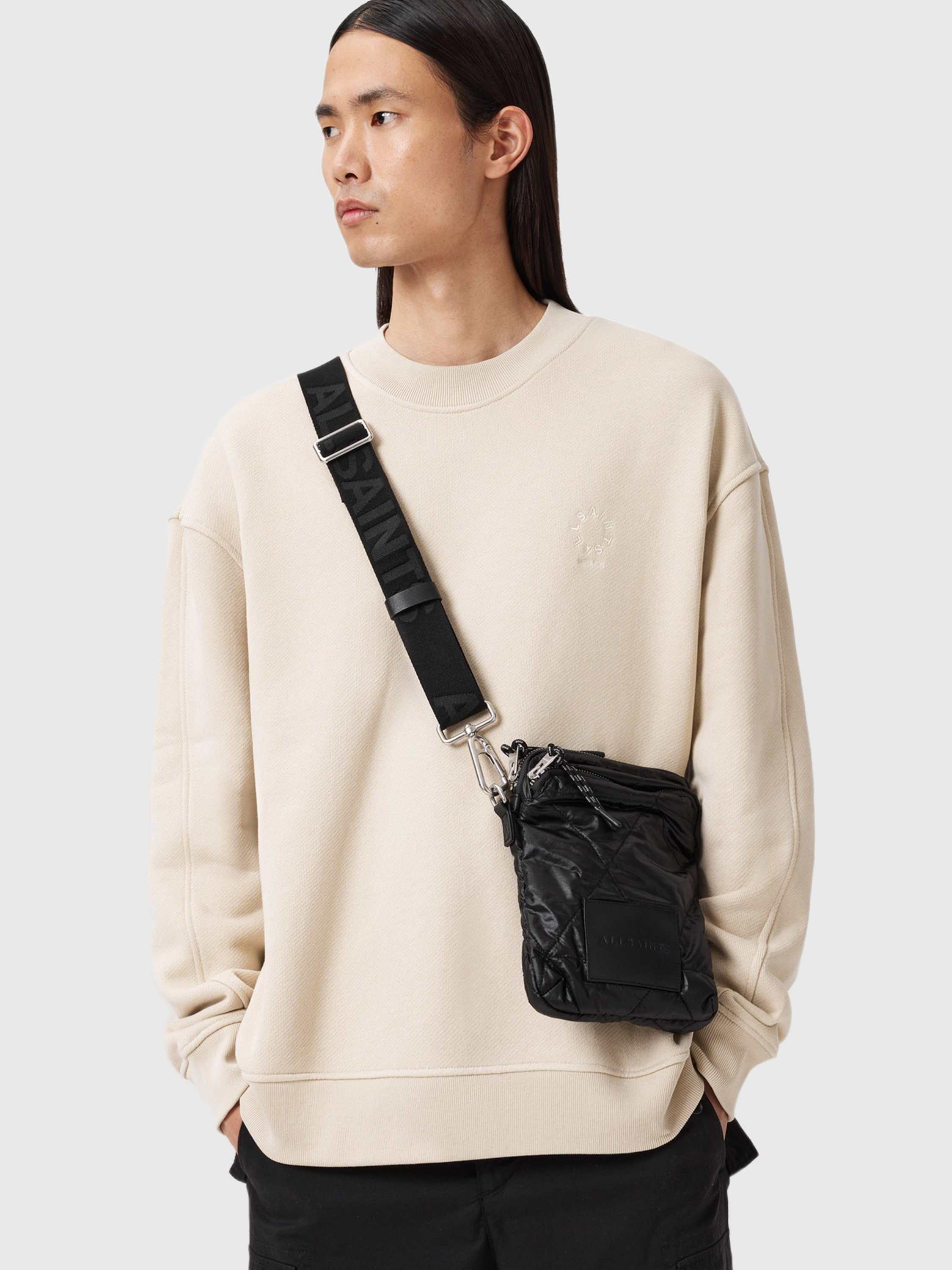 Product image 8 of 8, which shows AllSaints Haven Cotton Crew Neck Sweatshirt, Feather Taupe, XS