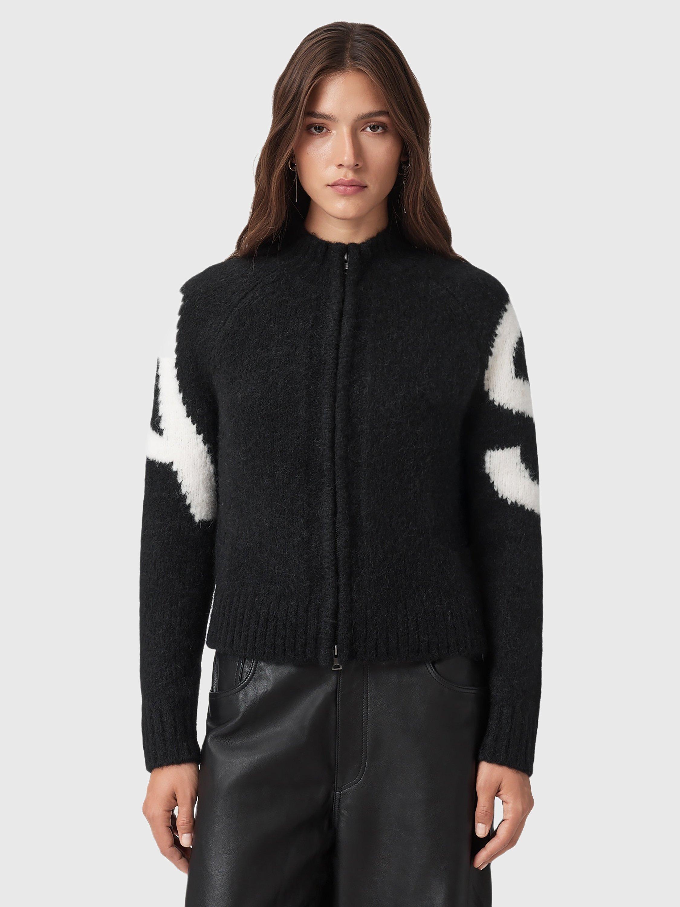 AllSaints Sylvie Zip Front Alpaca Blend Cardigan