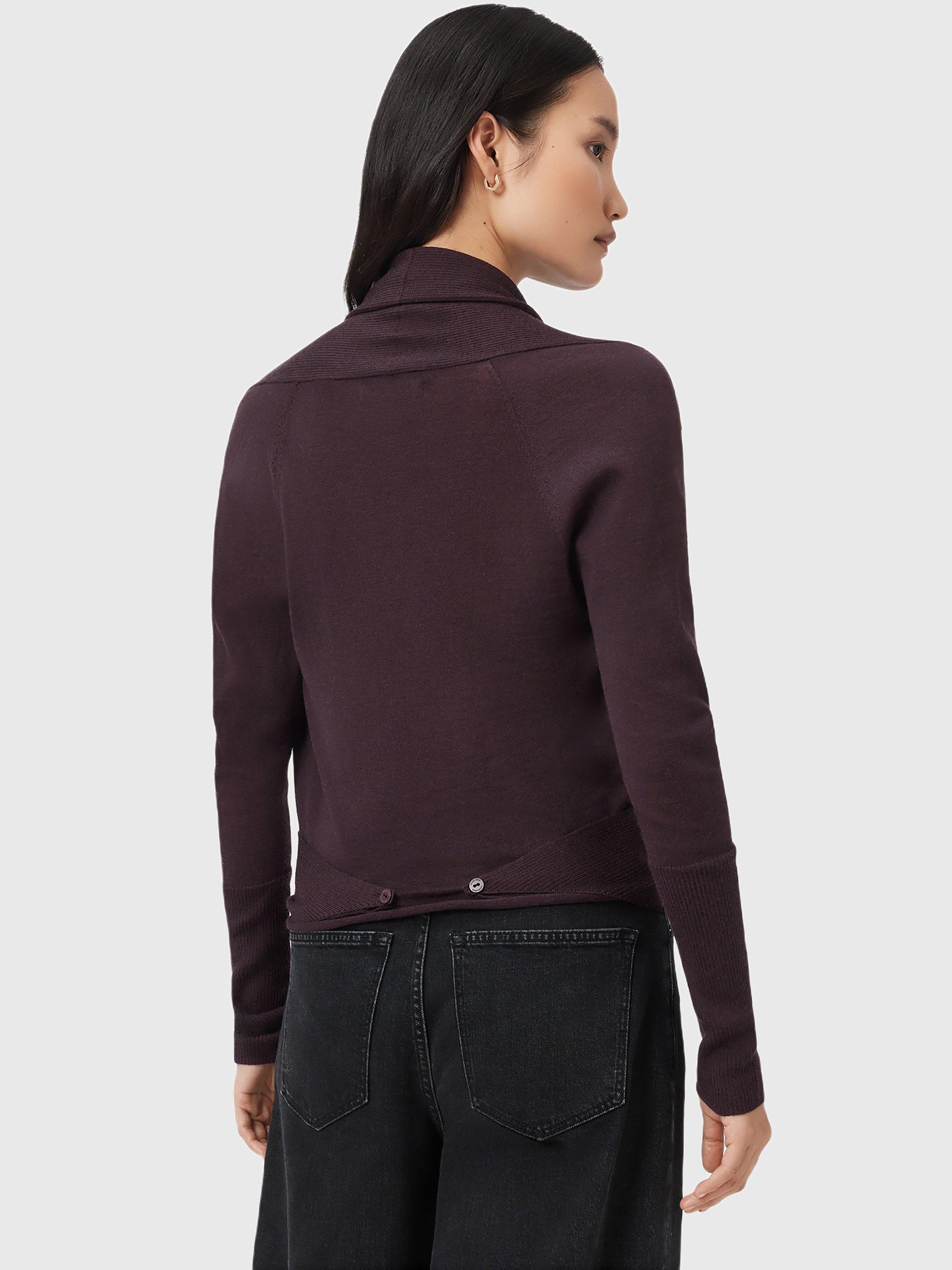 Product image 2 of 7, which shows AllSaints Wasson Pirate Wool Cardigan, Oxblood Red, L