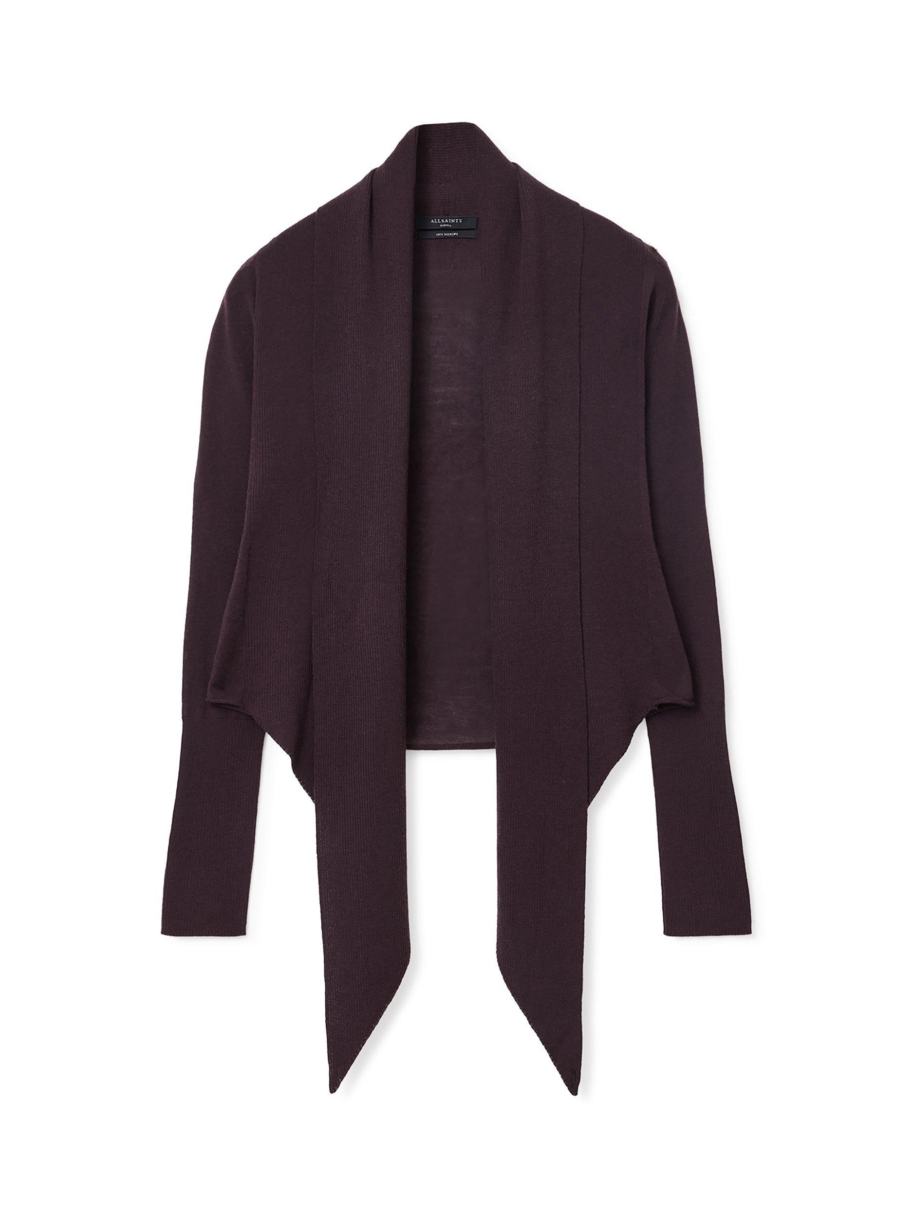 Product image 4 of 7, which shows AllSaints Wasson Pirate Wool Cardigan, Oxblood Red, L