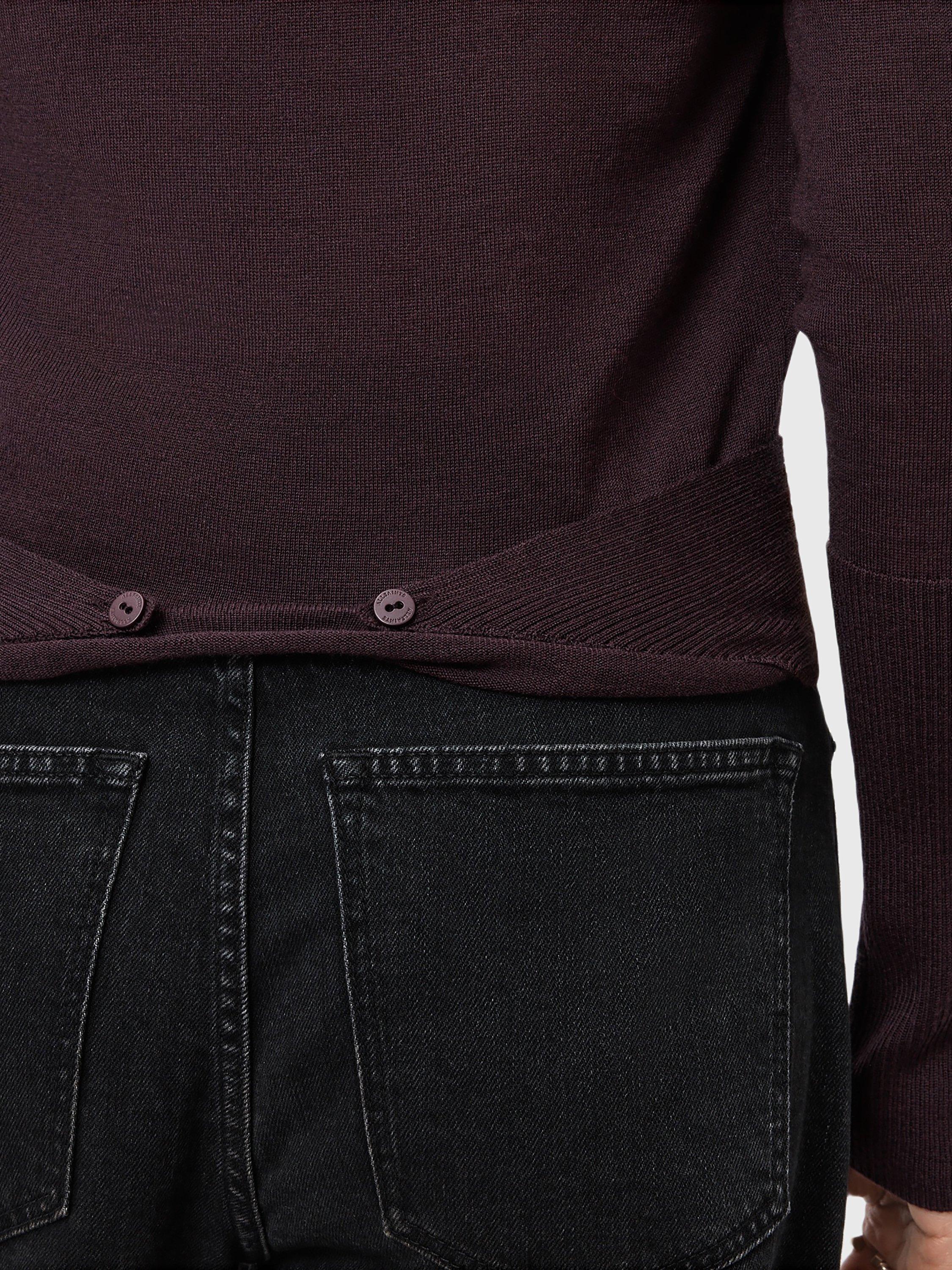 Product image 5 of 7, which shows AllSaints Wasson Pirate Wool Cardigan, Oxblood Red, L