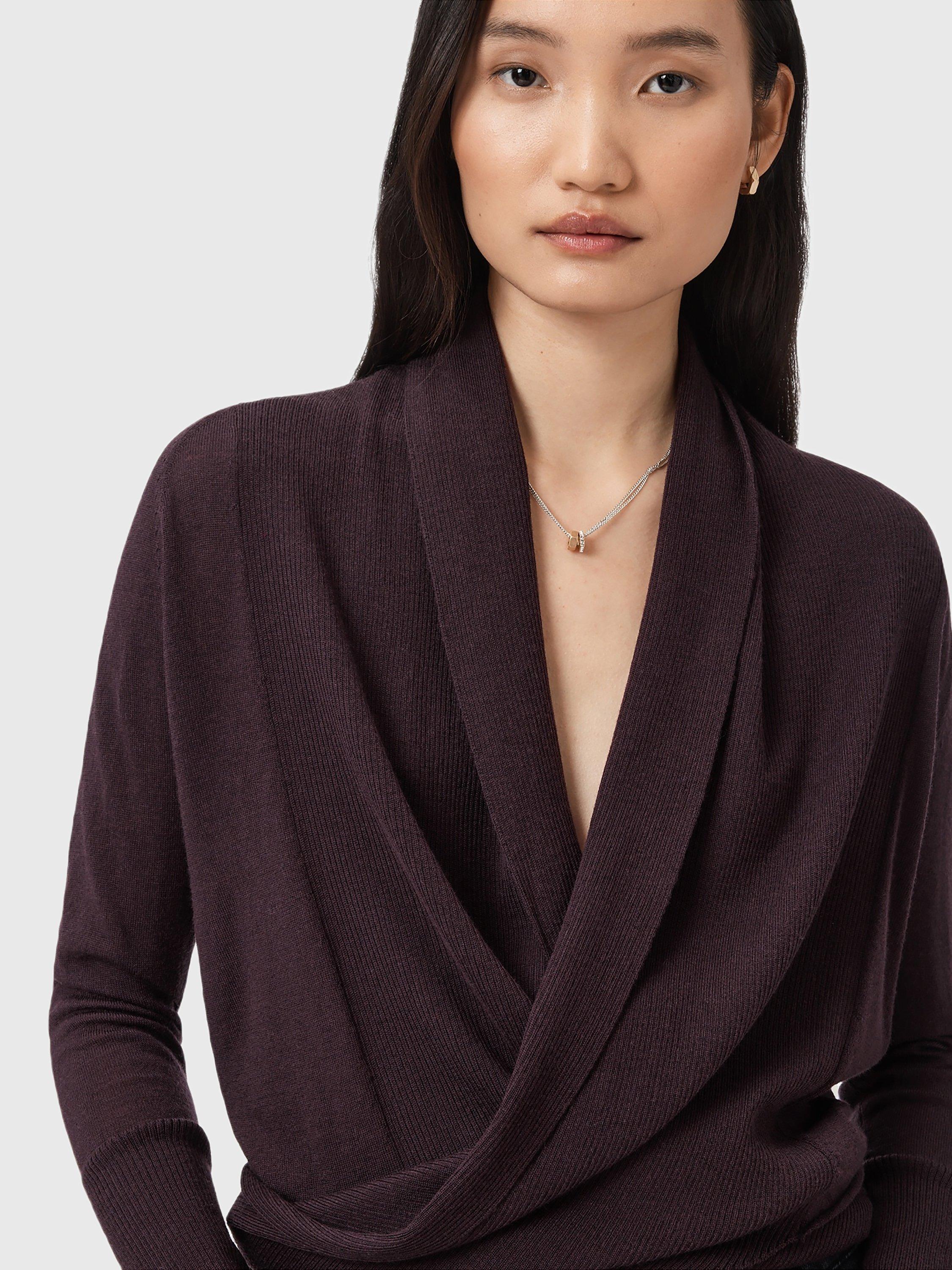 Product image 7 of 7, which shows AllSaints Wasson Pirate Wool Cardigan, Oxblood Red, L