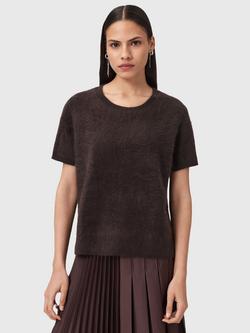 AllSaints Rebel Short Sleeve Cashmere Jumper, Oxblood Red