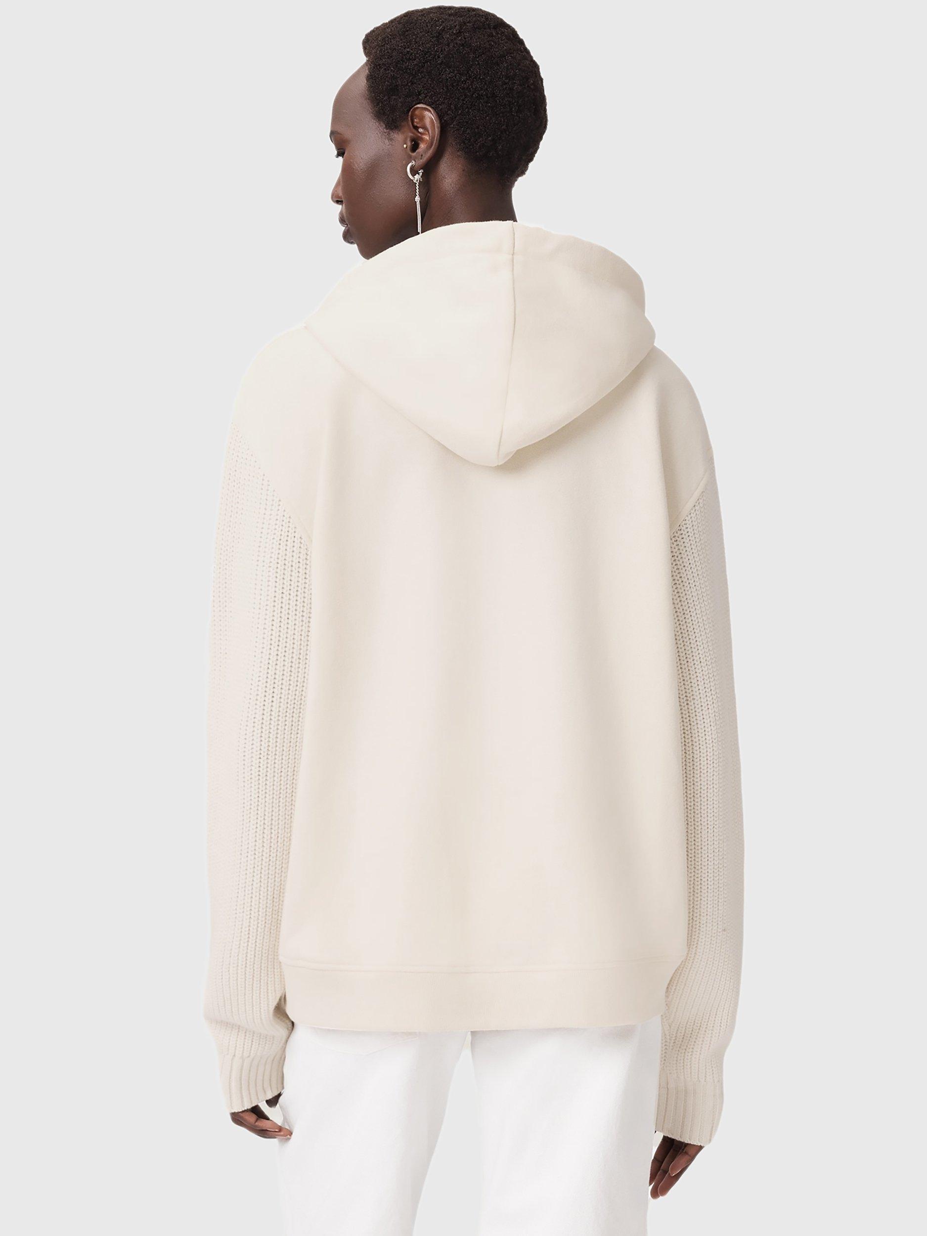 Product image 2 of 7, which shows AllSaints Amphie Zip Front Cotton Hoodie, Tofu White, L