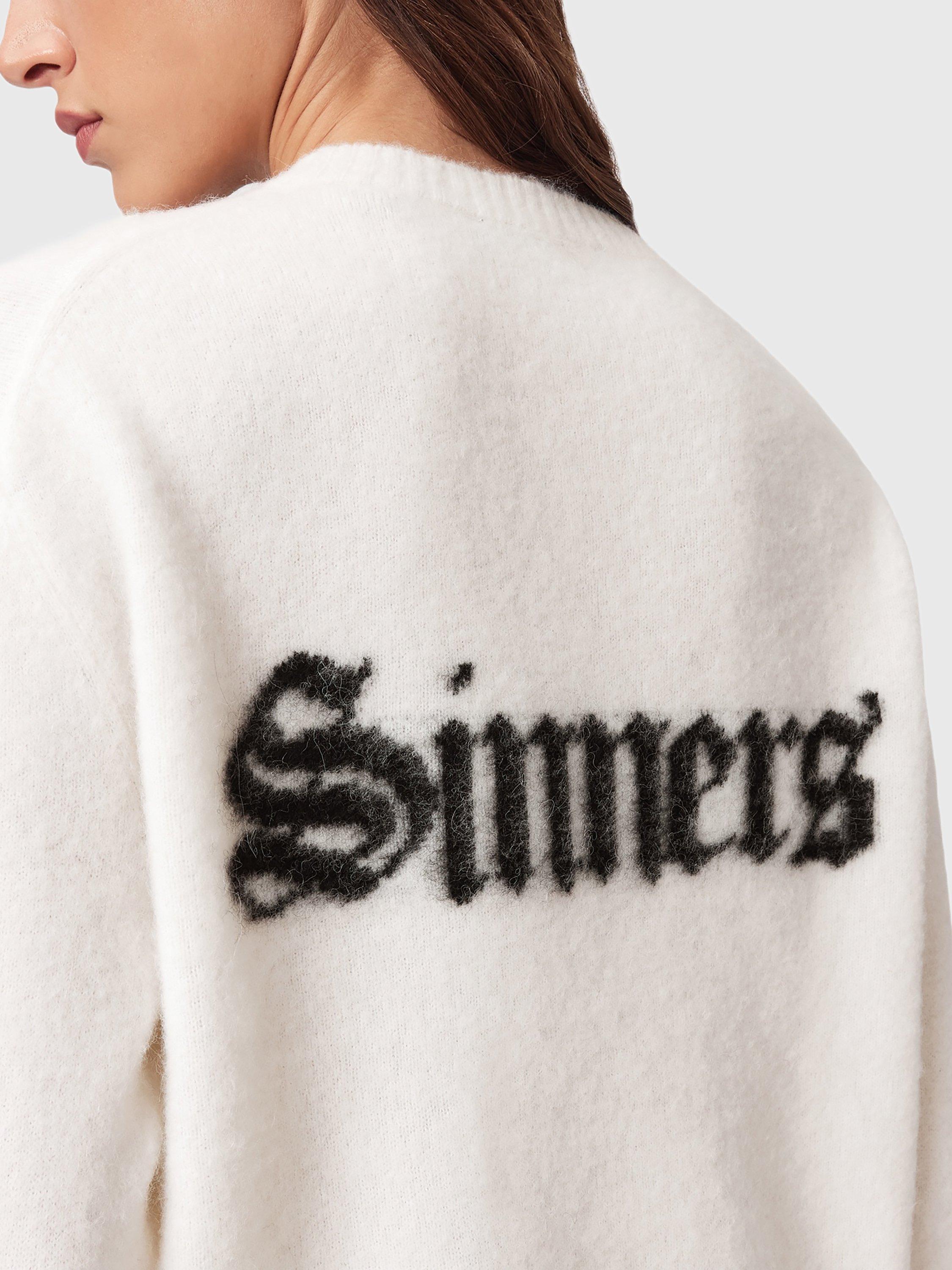 Product image 6 of 8, which shows AllSaints Wool Blend Crew Neck Long Sleeve Jumper, Chalk White/Black, L