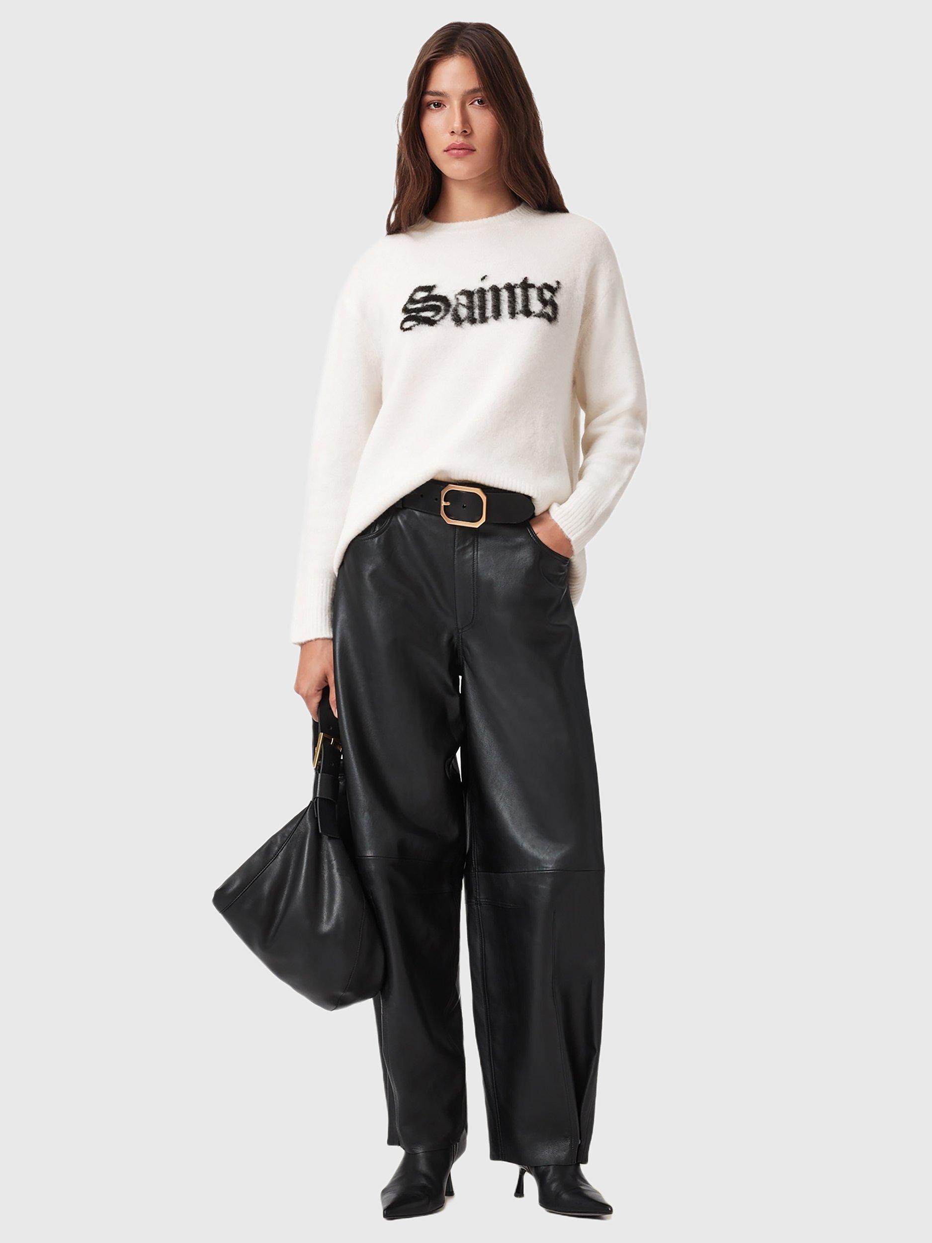 Product image 7 of 8, which shows AllSaints Wool Blend Crew Neck Long Sleeve Jumper, Chalk White/Black, L