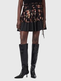 AllSaints Elara Floral Mini Skirt, Armada Black
