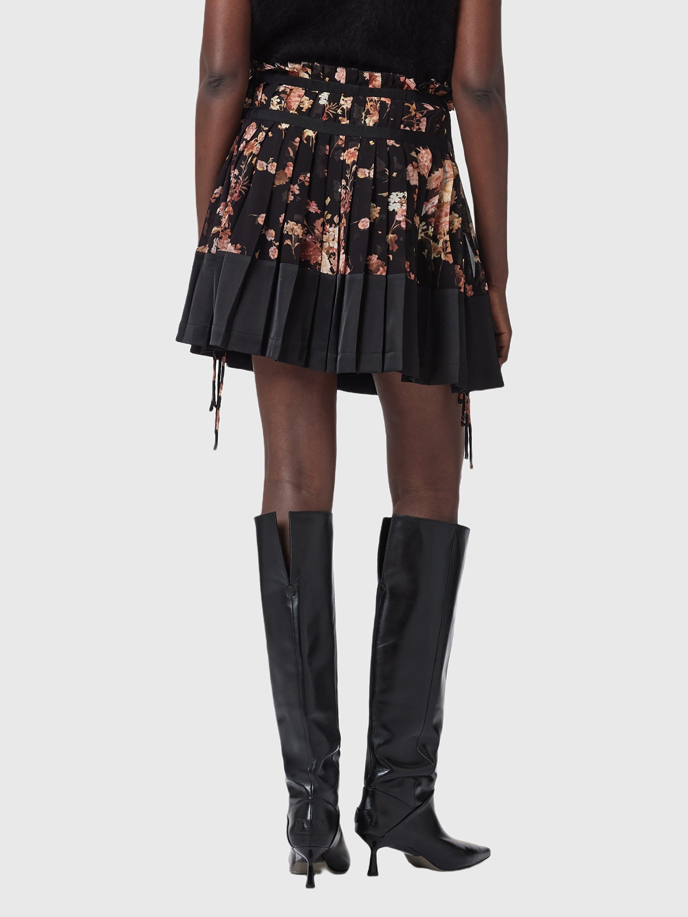 Product image 2 of 7, which shows AllSaints Elara Floral Mini Skirt, Armada Black, 6