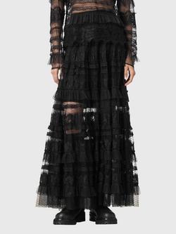 AllSaints Arlea Tiered Maxi Skirt, Black
