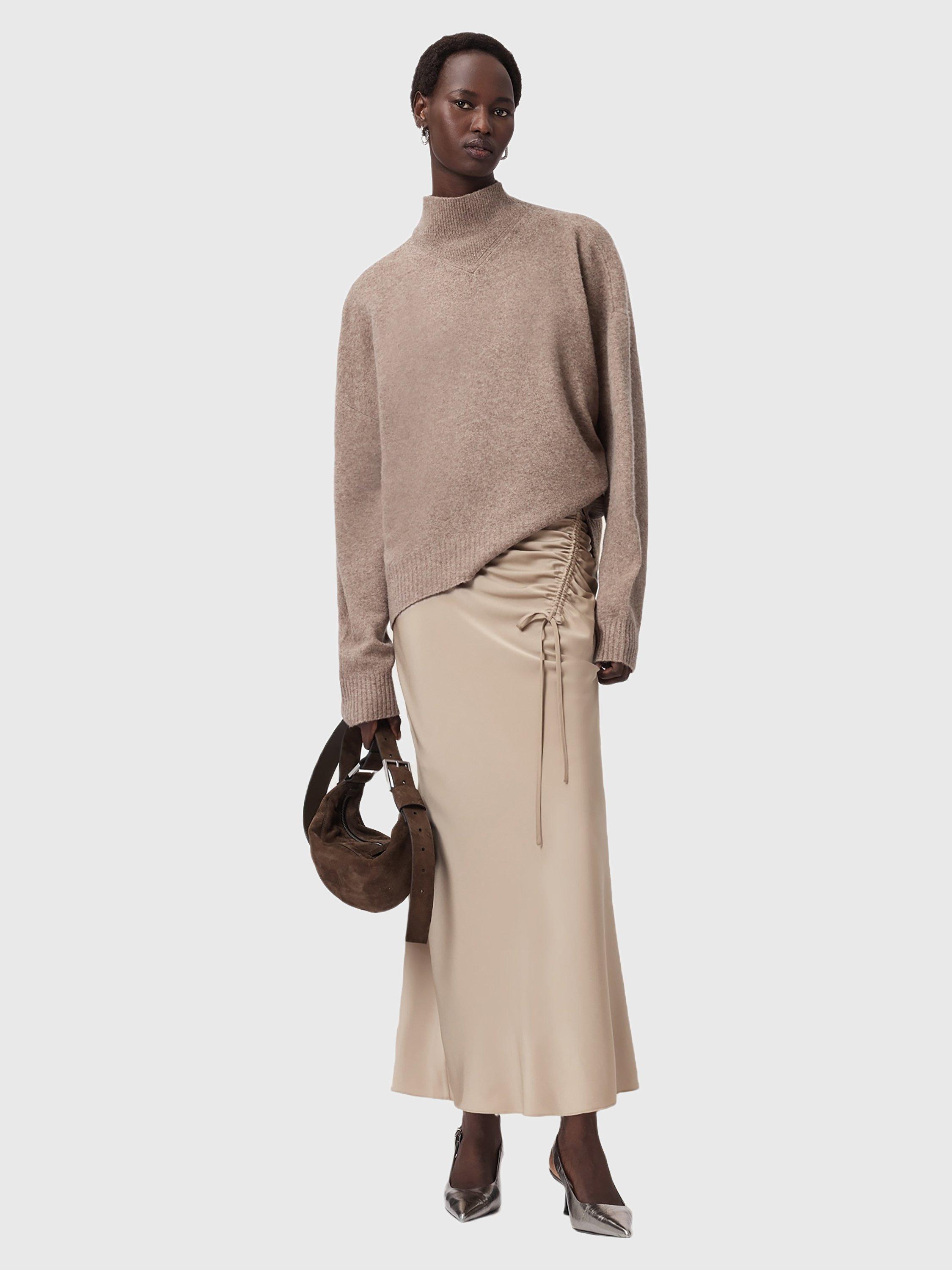 Product image 6 of 7, which shows AllSaints Alexia Maxi Skirt, Taupe Grey, 6