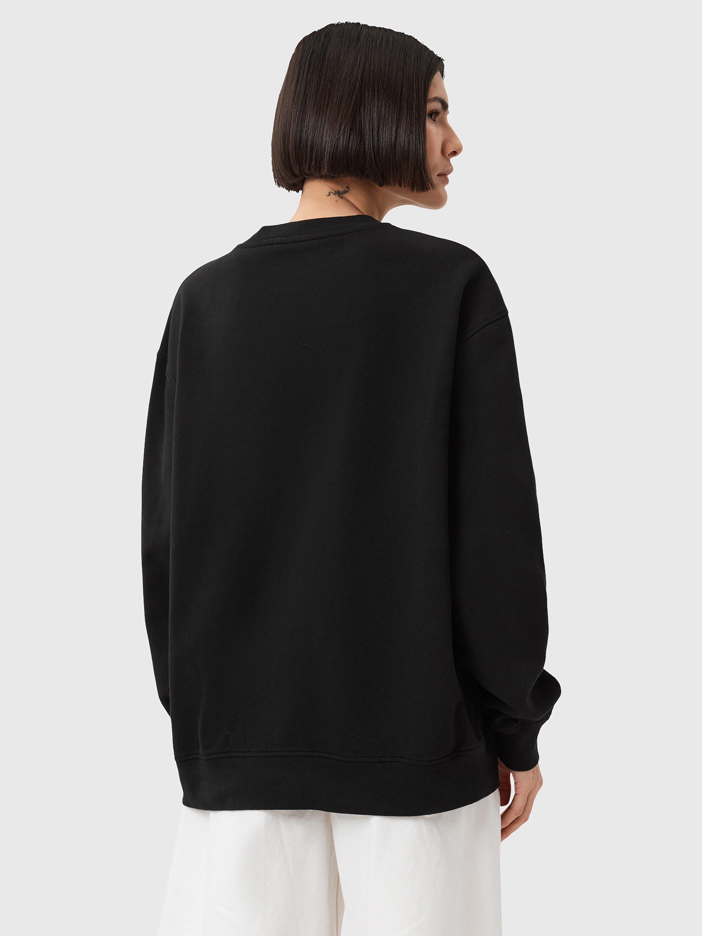 Product image 2 of 7, which shows AllSaints Ania Etta Graphic Print Cotton Sweatshirt, Black, M