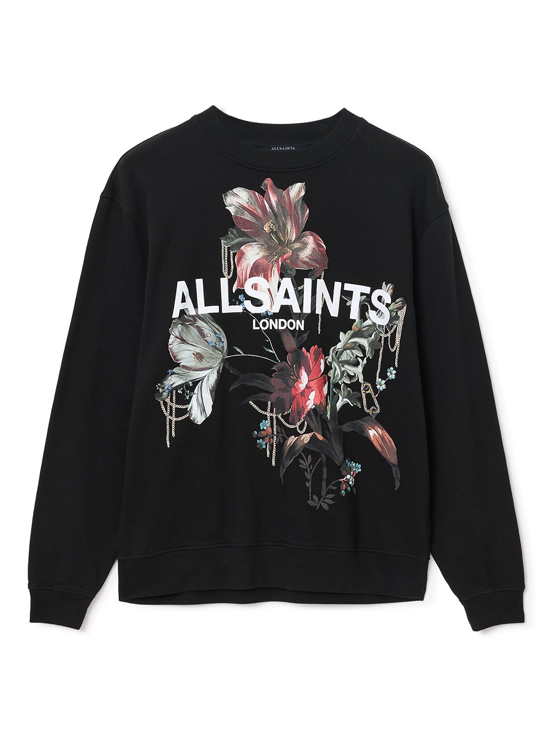 Product image 4 of 7, which shows AllSaints Ania Etta Graphic Print Cotton Sweatshirt, Black, M