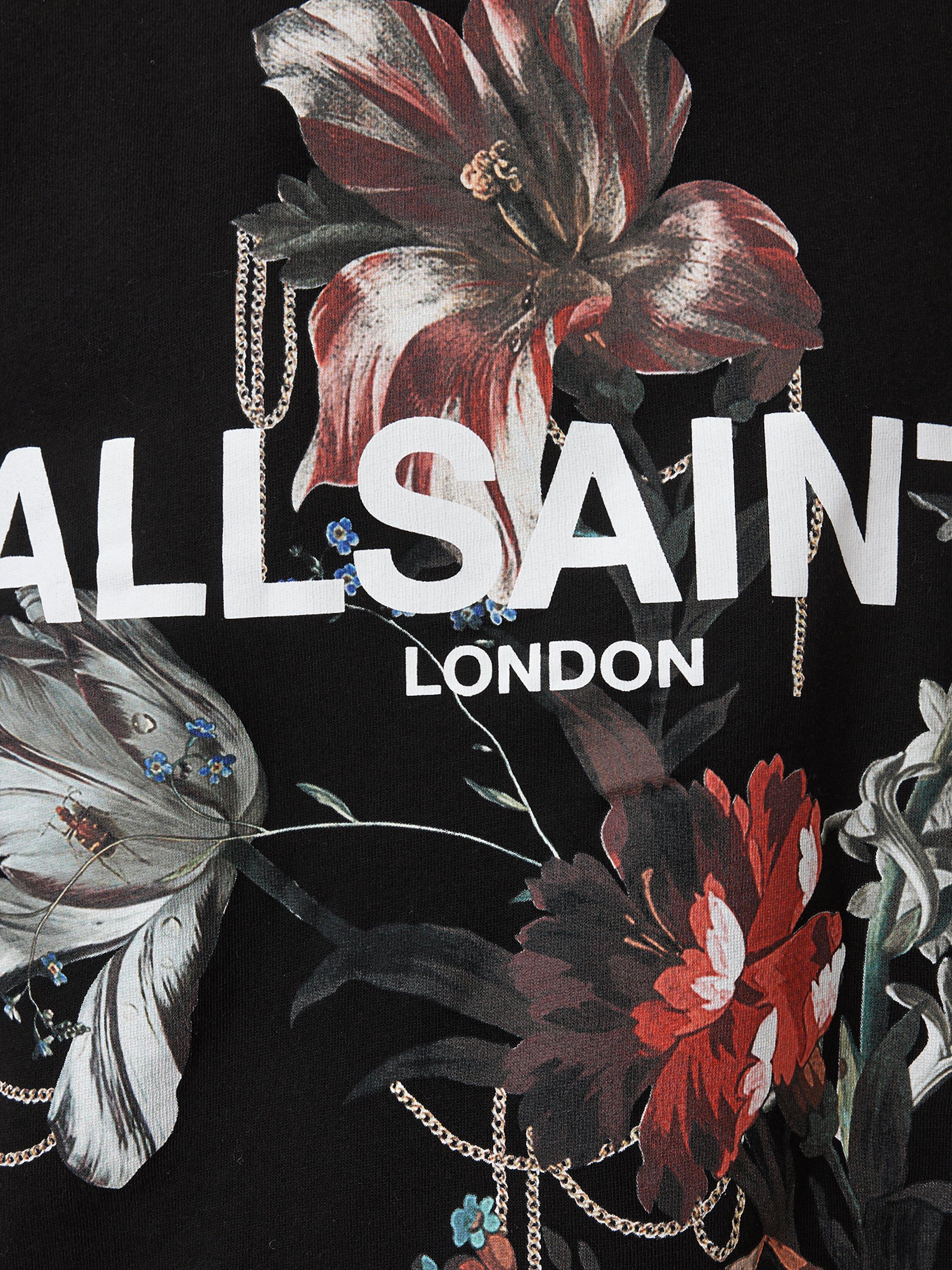 Product image 5 of 7, which shows AllSaints Ania Etta Graphic Print Cotton Sweatshirt, Black, M