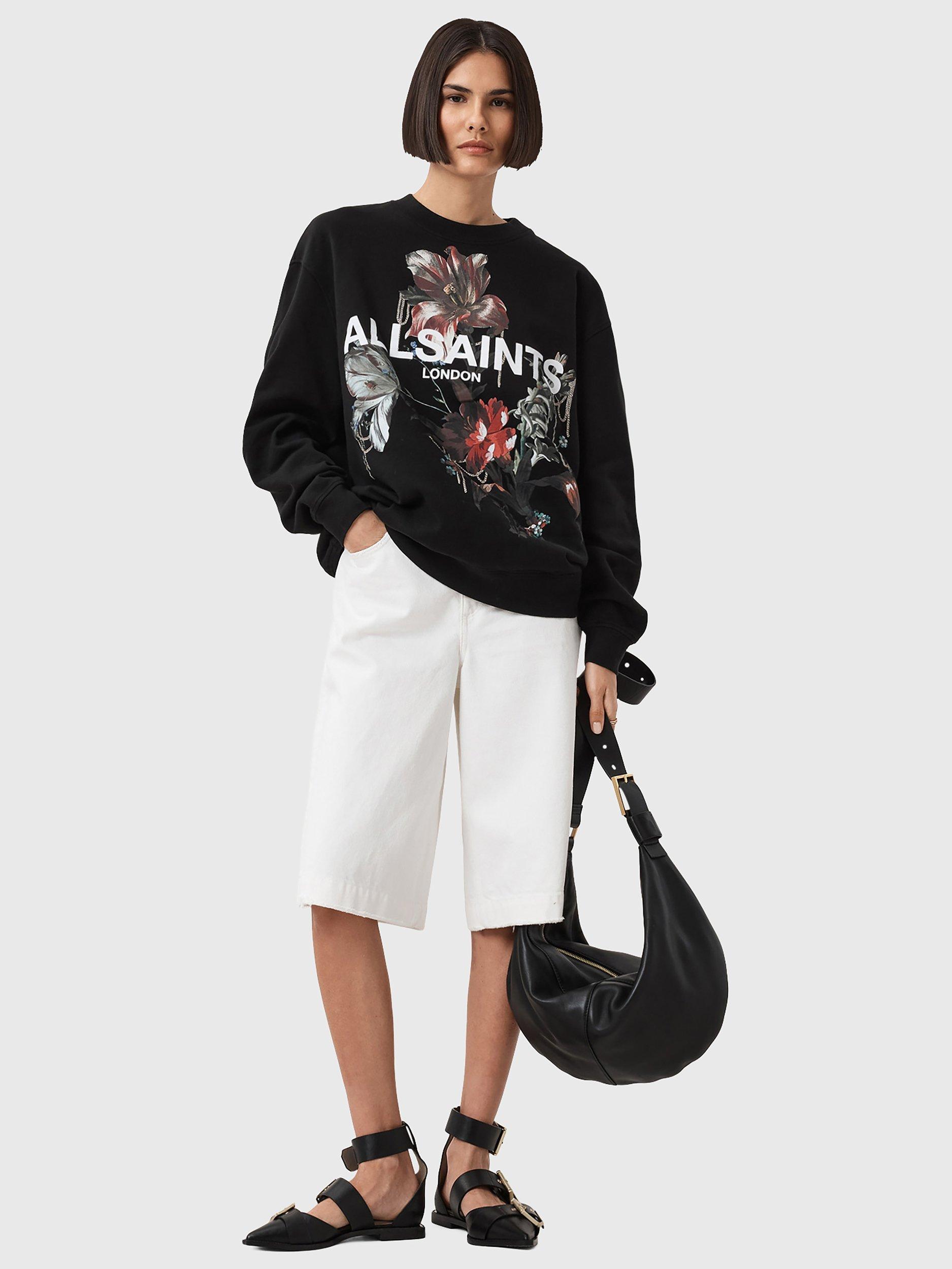 Product image 6 of 7, which shows AllSaints Ania Etta Graphic Print Cotton Sweatshirt, Black, M