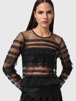 AllSaints Arlea Ruffled Blouse, Black