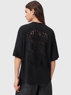 AllSaints Craneo Amelie Short Sleeve Cotton T-Shirt - view 2, Black