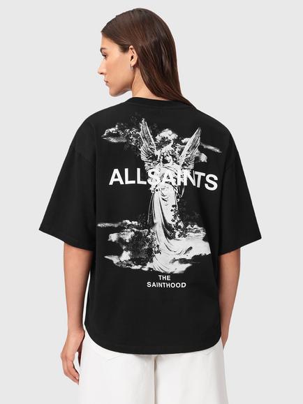 AllSaints Guardian Cotton Short Sleeve Crew Neck T-Shirt - view 2, Black