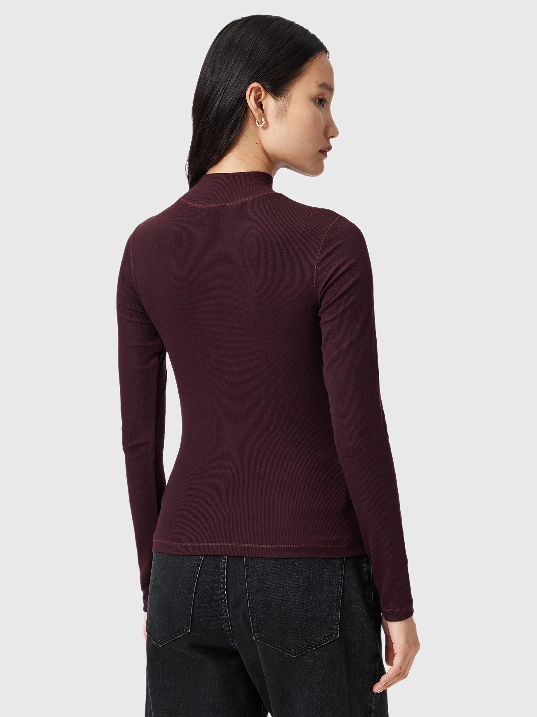 Product image 2 of 7, which shows AllSaints Rina Roll Neck Top, Oxblood Red, L