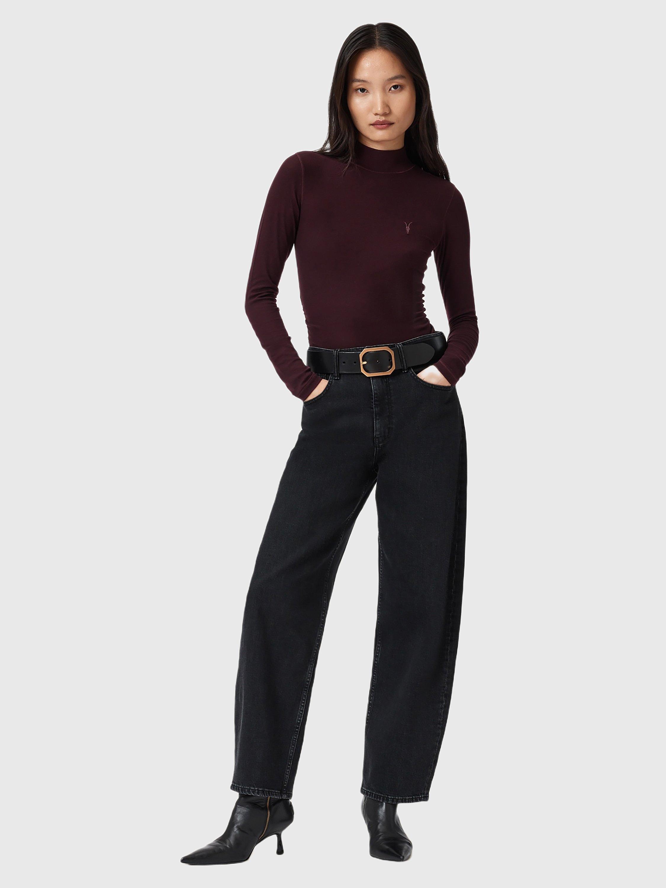Product image 3 of 7, which shows AllSaints Rina Roll Neck Top, Oxblood Red, L