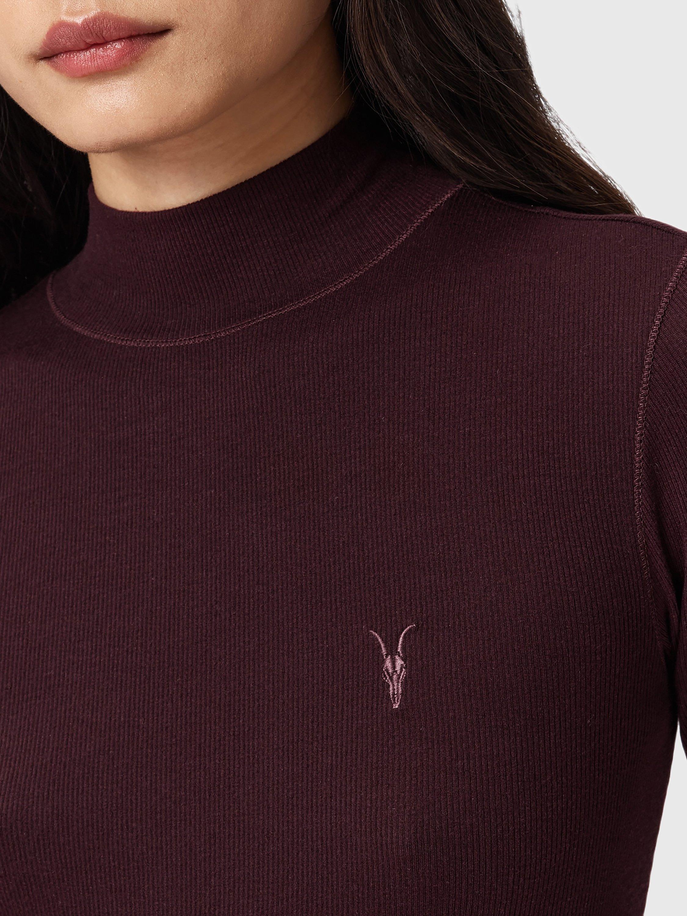 Product image 5 of 7, which shows AllSaints Rina Roll Neck Top, Oxblood Red, L