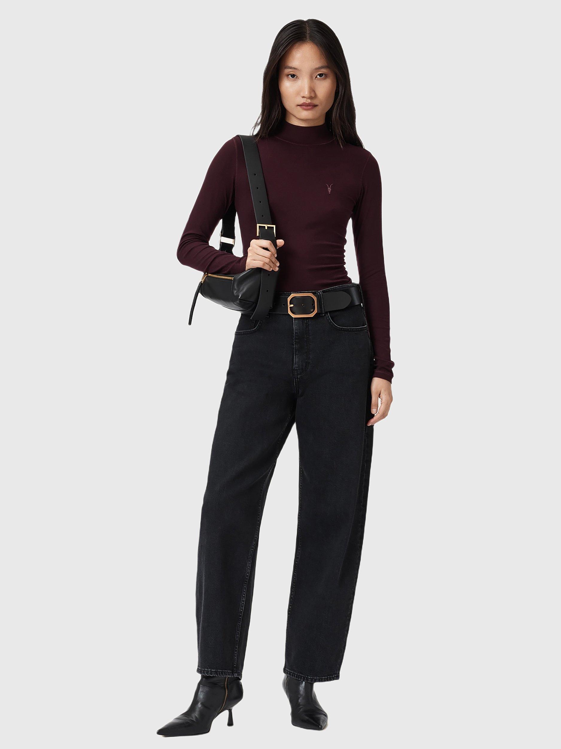Product image 7 of 7, which shows AllSaints Rina Roll Neck Top, Oxblood Red, L