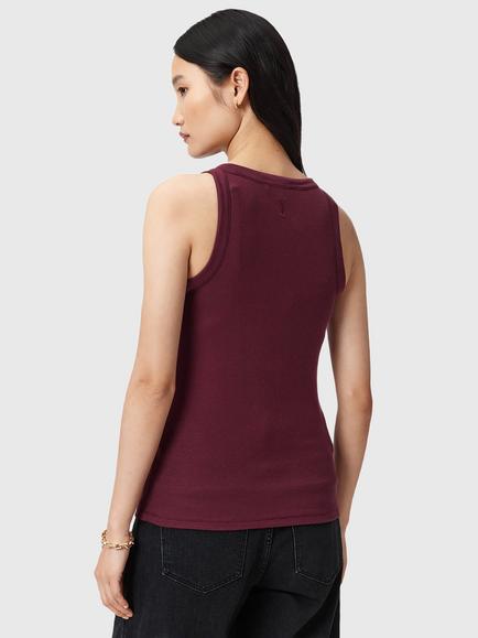 AllSaints Rina Ribbed Tank Top - view 2, Oxblood Red