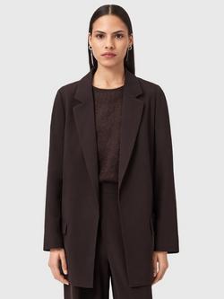 AllSaints Aleida Long Sleeve Collar Longline Blazer, Oxblood Red