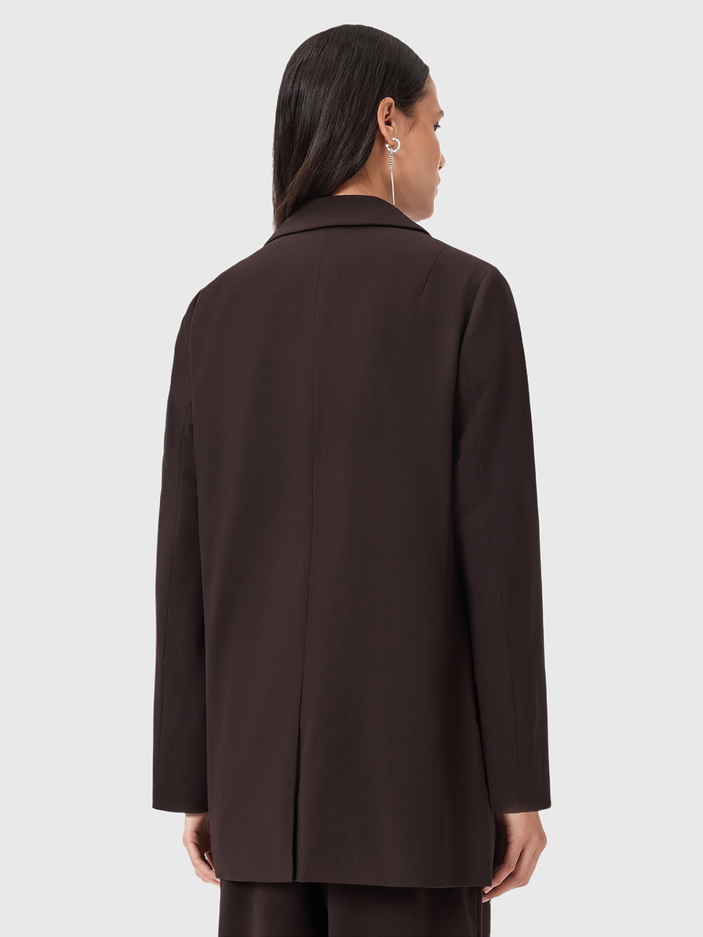 Product image 2 of 7, which shows AllSaints Aleida Long Sleeve Collar Longline Blazer, Oxblood Red, 6