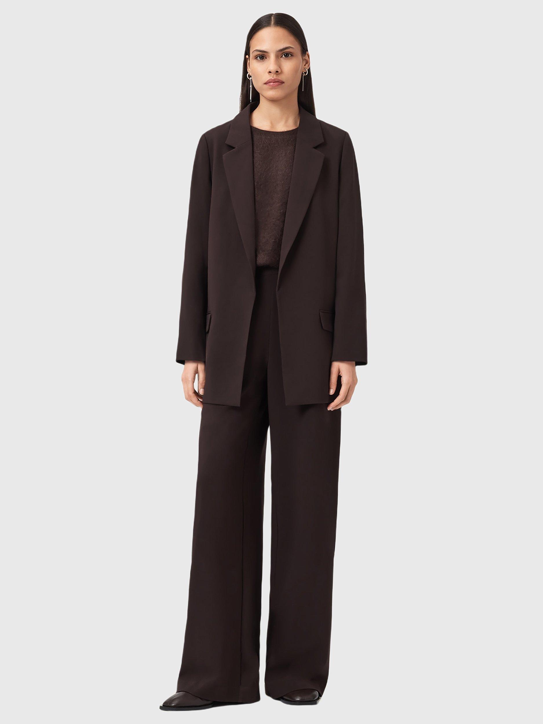 Product image 3 of 7, which shows AllSaints Aleida Long Sleeve Collar Longline Blazer, Oxblood Red, 6