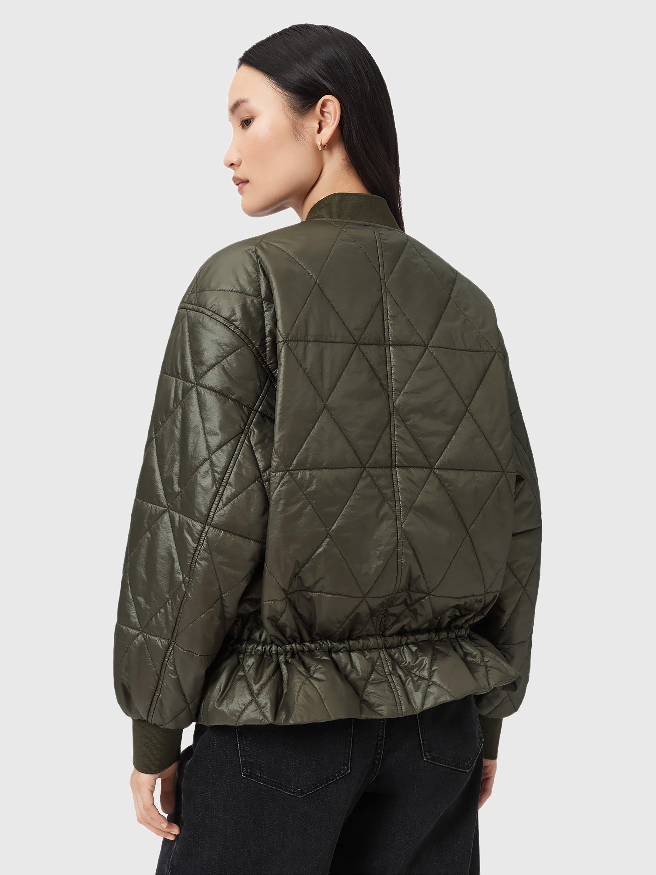 Product image 2 of 7, which shows AllSaints Alli Padded Bomber Jacket, Forest Green, 4
