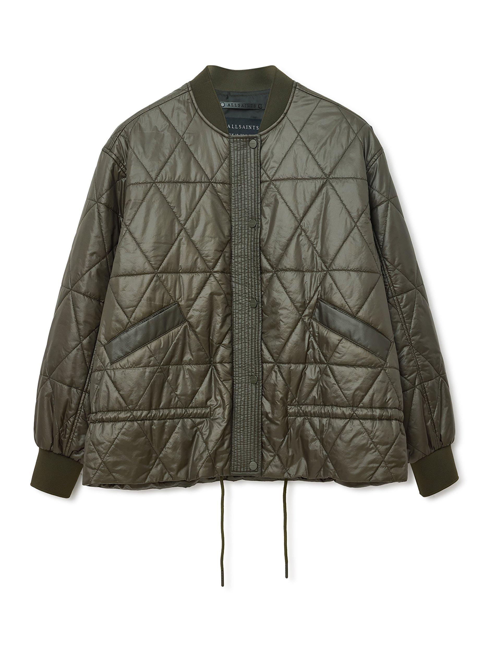 Product image 4 of 7, which shows AllSaints Alli Padded Bomber Jacket, Forest Green, 4