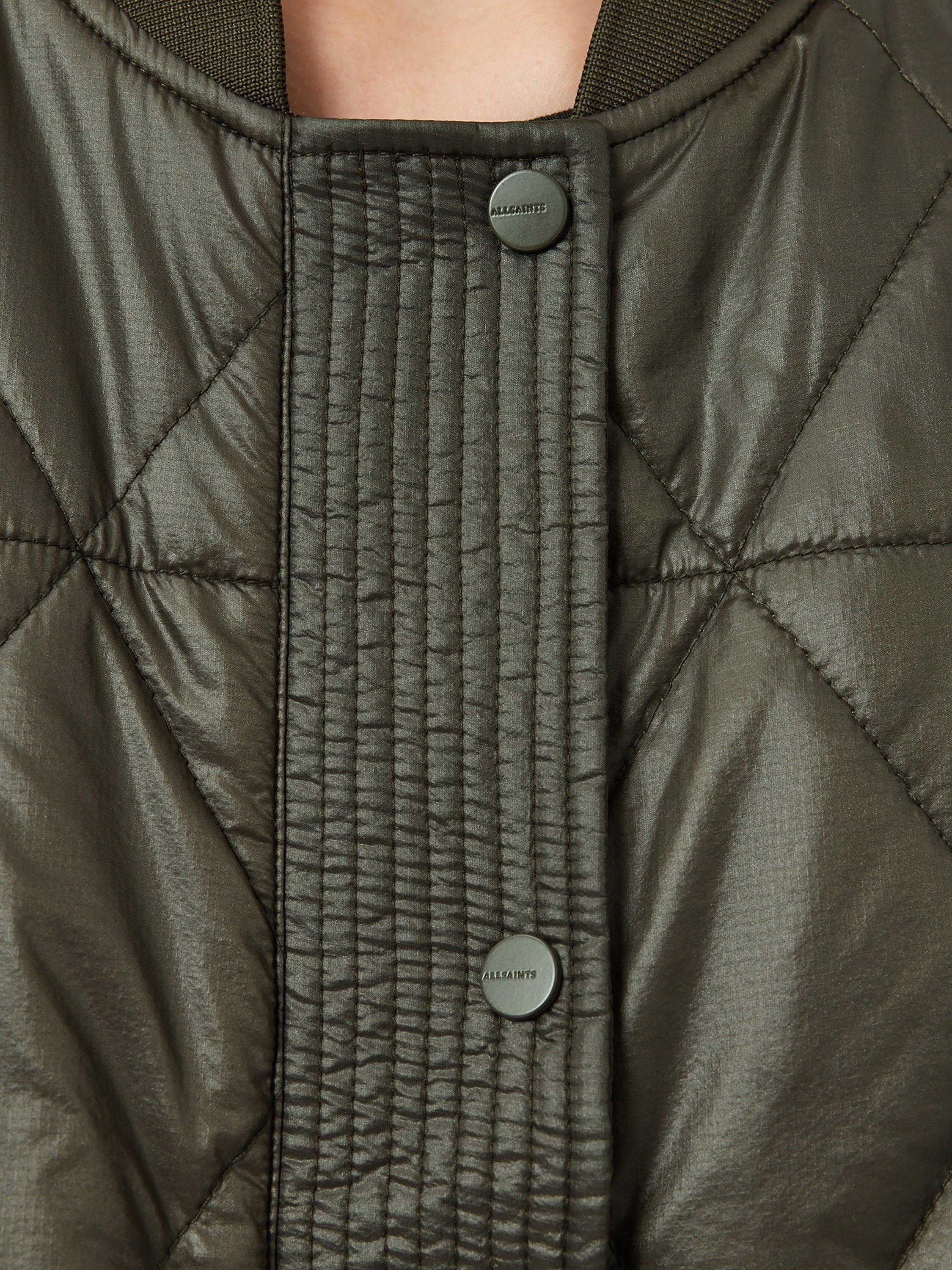 Product image 5 of 7, which shows AllSaints Alli Padded Bomber Jacket, Forest Green, 4