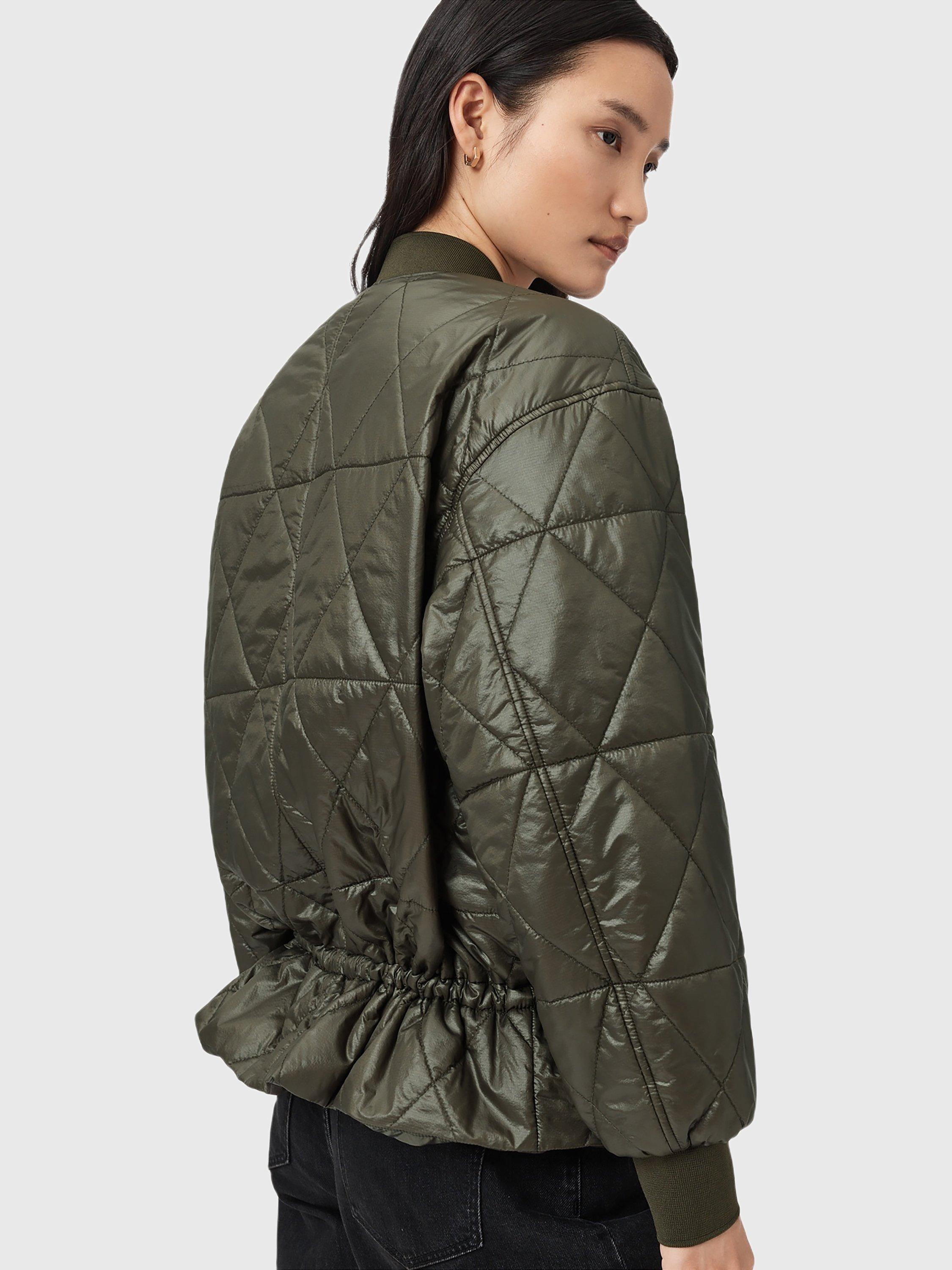 Product image 6 of 7, which shows AllSaints Alli Padded Bomber Jacket, Forest Green, 4