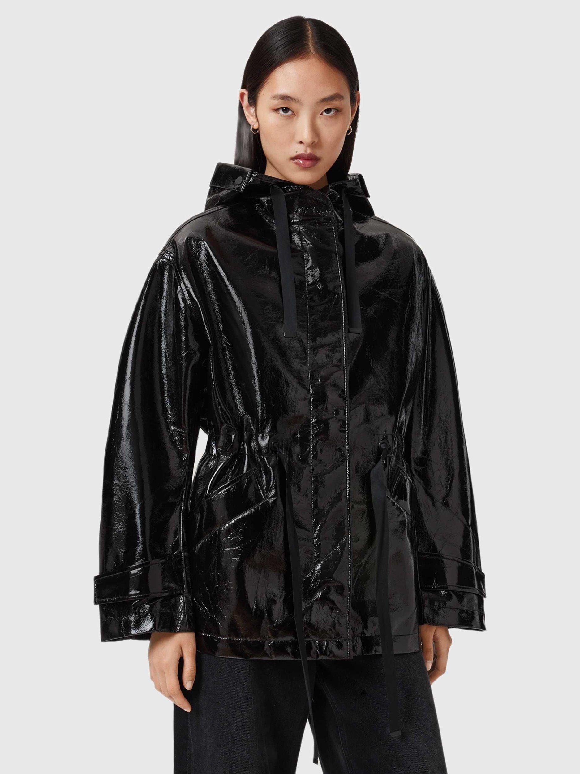 AllSaints Kelsie Shine Oversized Jacket, Black
