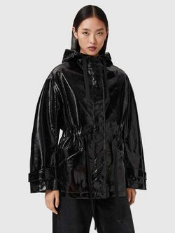 AllSaints Kelsie Shine Oversized Jacket, Black, Black