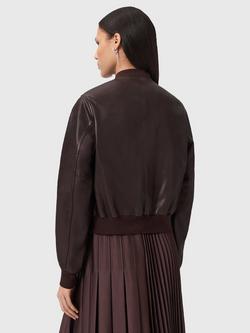 AllSaints Orten Leather Bomber Jacket - view 2, Oxblood Red