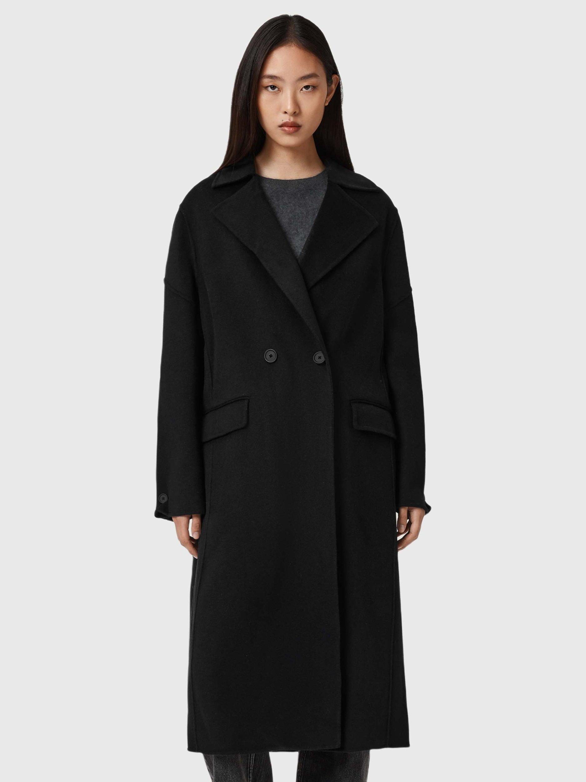 AllSaints Sellma Wool Rich Coat, Black