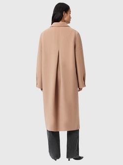 AllSaints Sellma Wool Blend Long Sleeve Collar Longline Overcoat - view 2, Brown Camel