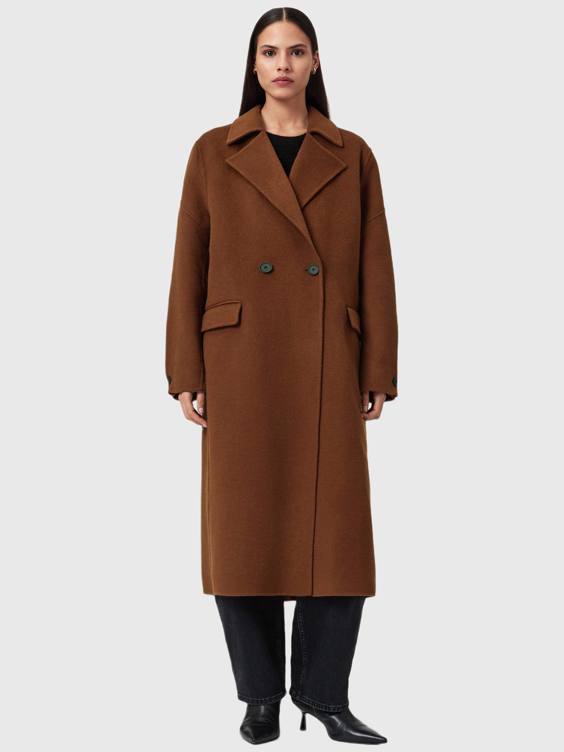 Product image 1 of 8, which shows AllSaints Sellma Wool Rich Coat, Light Brown, 6