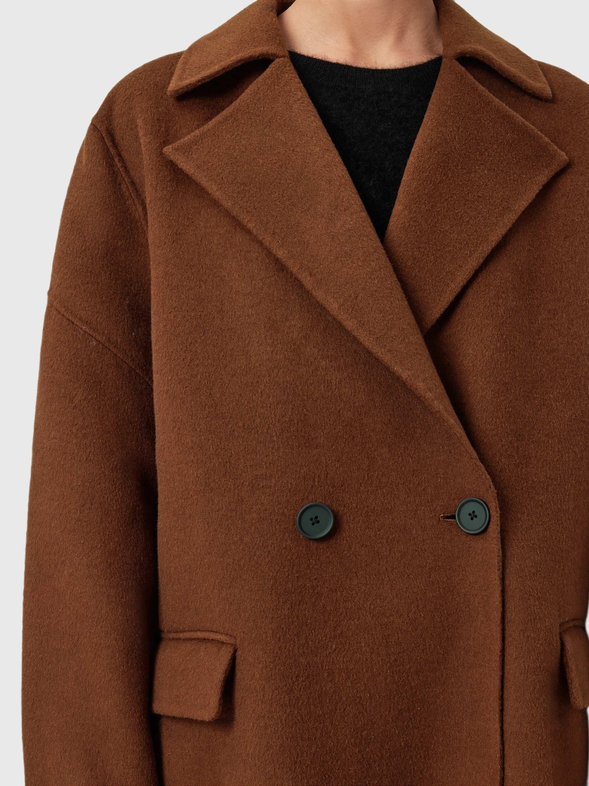 Product image 5 of 8, which shows AllSaints Sellma Wool Rich Coat, Light Brown, 6