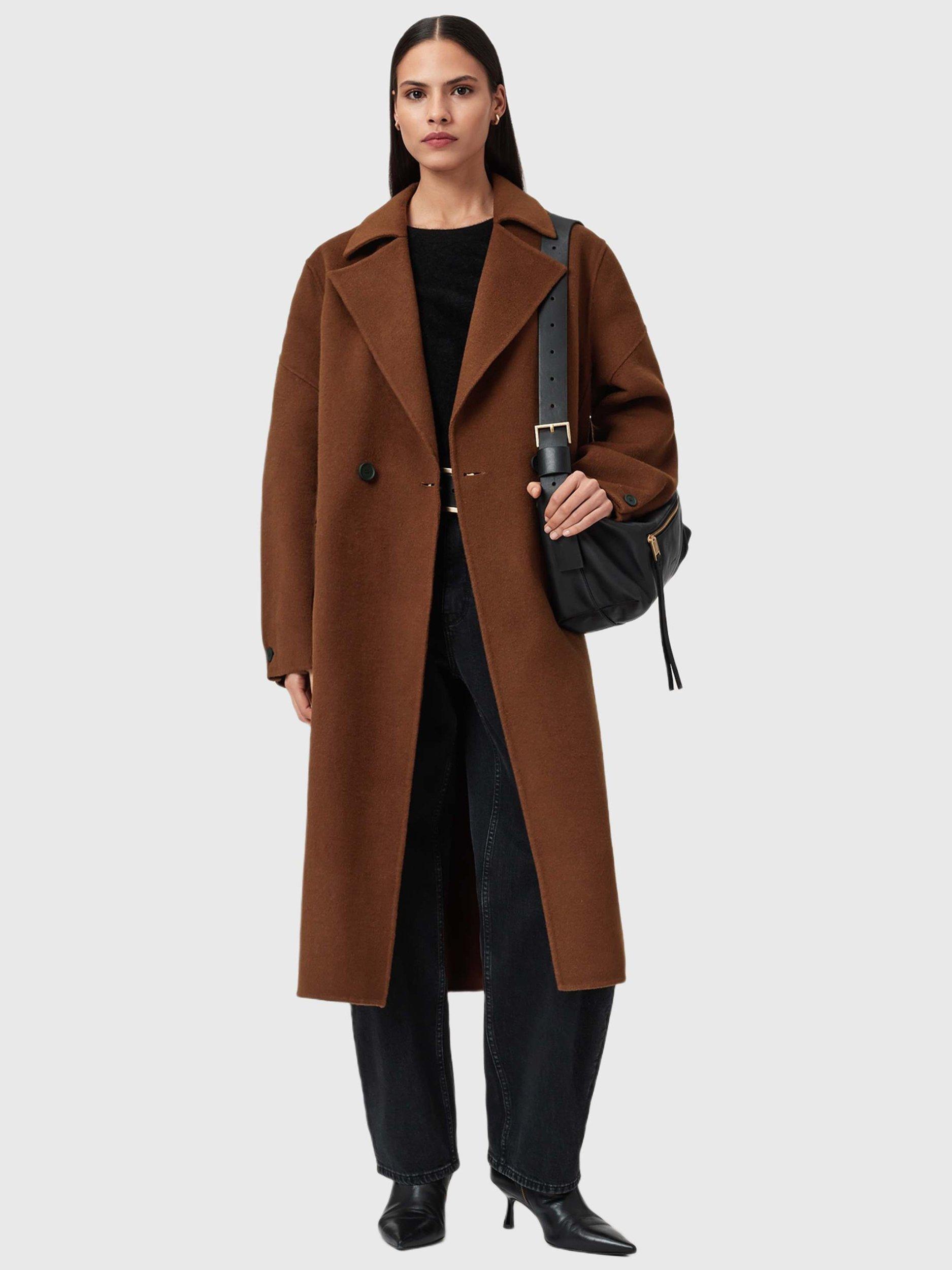 Product image 6 of 8, which shows AllSaints Sellma Wool Rich Coat, Light Brown, 6