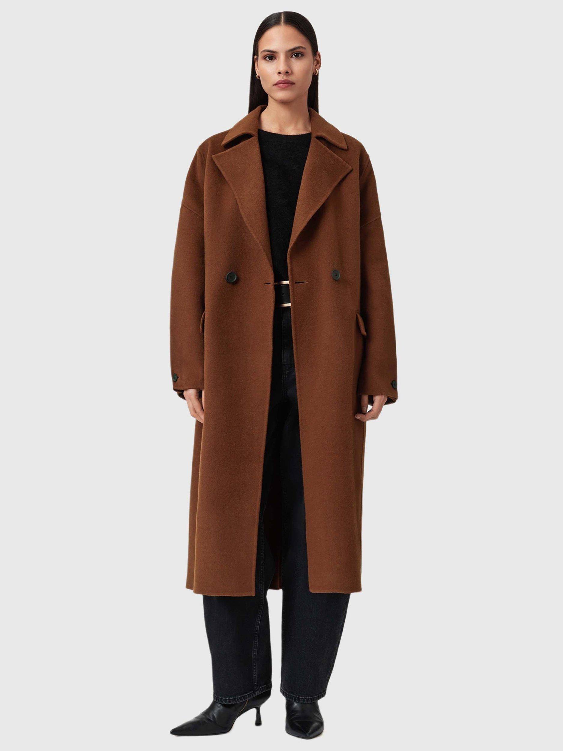 Product image 8 of 8, which shows AllSaints Sellma Wool Rich Coat, Light Brown, 6